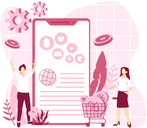 Online shopping marketing  Illustration