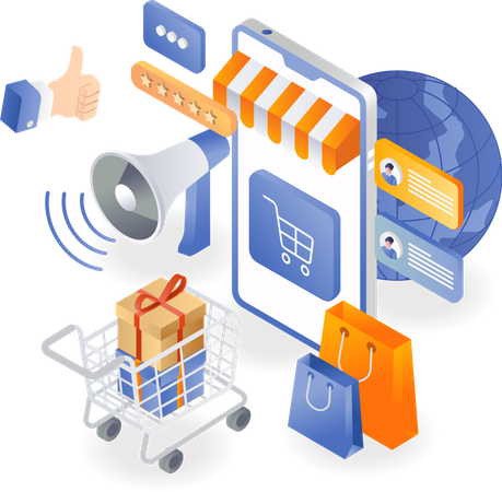 Online shopping marketing  Illustration