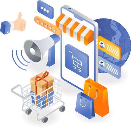 Online shopping marketing  Illustration