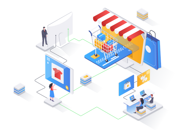 Online shopping marketplace Illustration