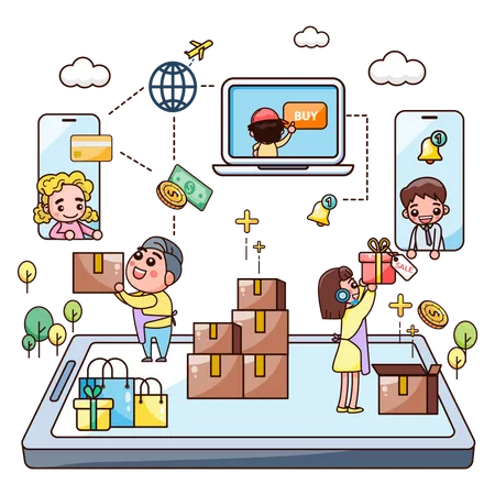 Online Shopping Marketplace Illustration