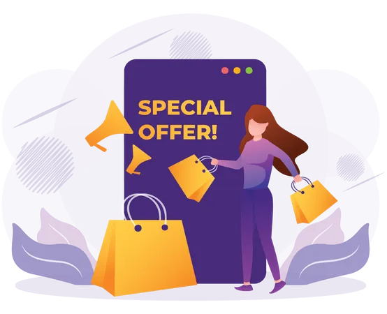 Online Shopping Offer  Illustration