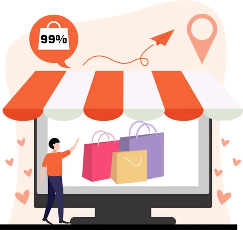 Online Shopping Offer  Illustration