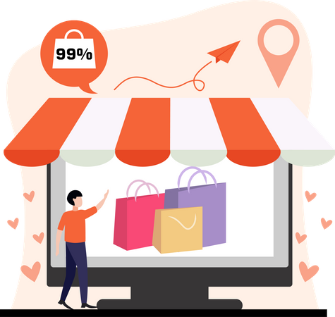 Online Shopping Offer  Illustration