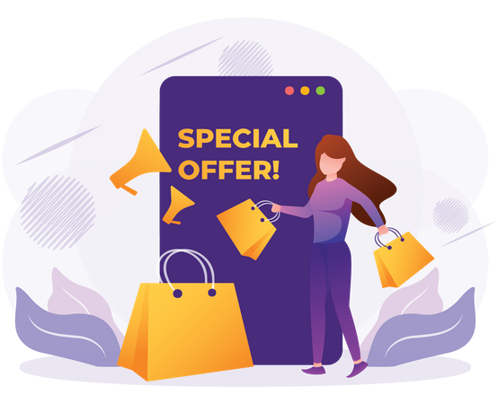 Online Shopping Offer  Illustration