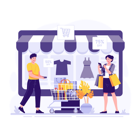 Online shopping on black friday  Illustration