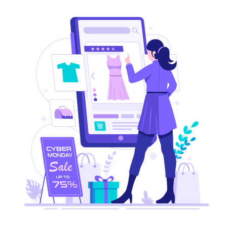 Online shopping on cyber monday  Illustration