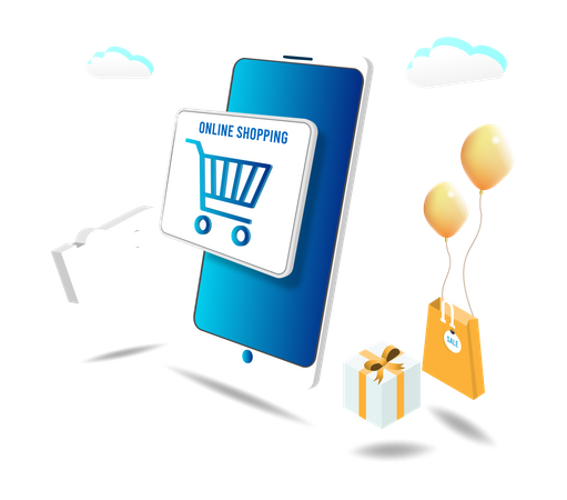 Online Shopping on mobile Illustration