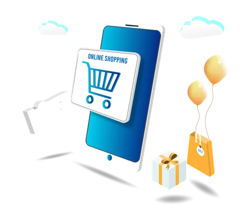 Online Shopping on mobile Illustration