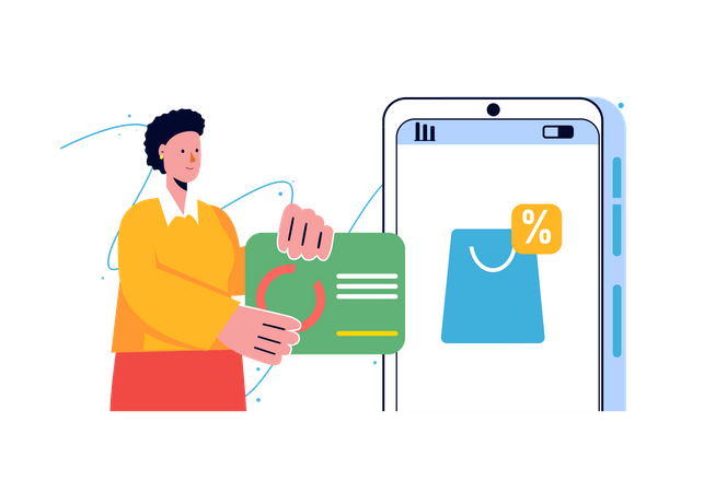 Online shopping on mobile  Illustration