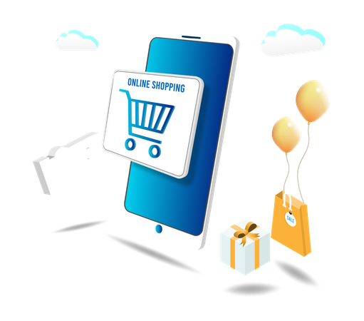 Online Shopping on mobile  Illustration