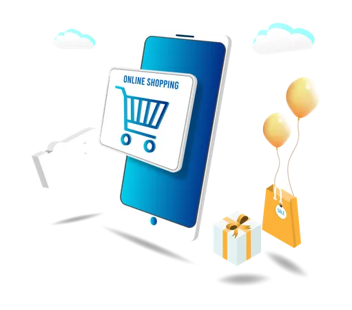 Online Shopping on mobile  Illustration