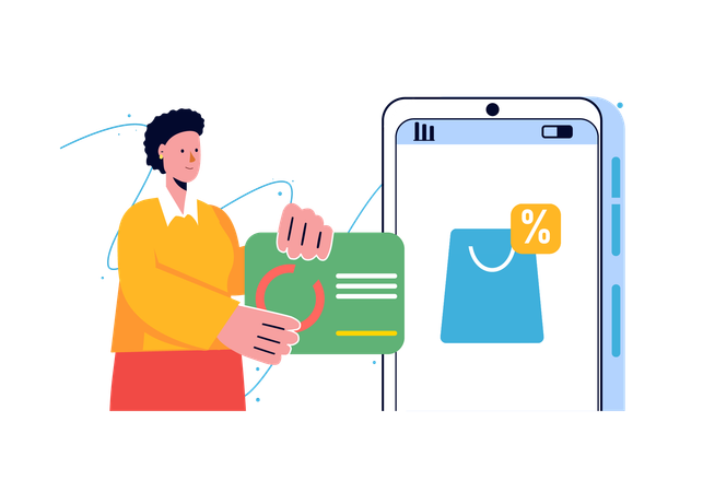 Online shopping on mobile  Illustration