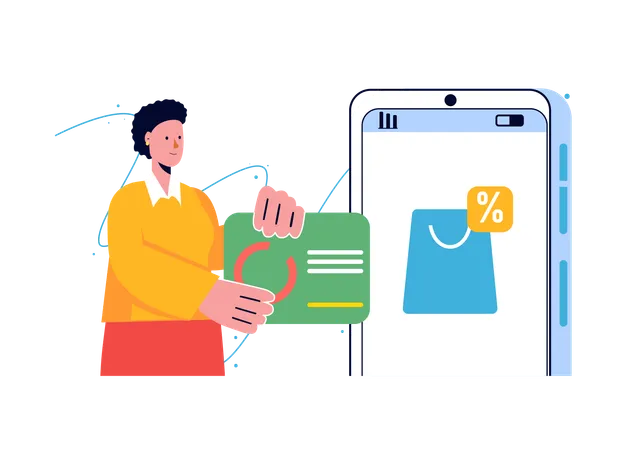 Online shopping on mobile  Illustration