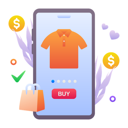 Online shopping on mobile  Illustration