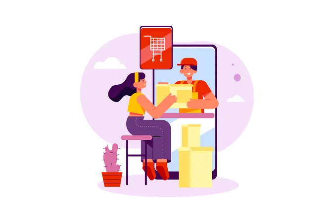 Online shopping order delivery  Illustration