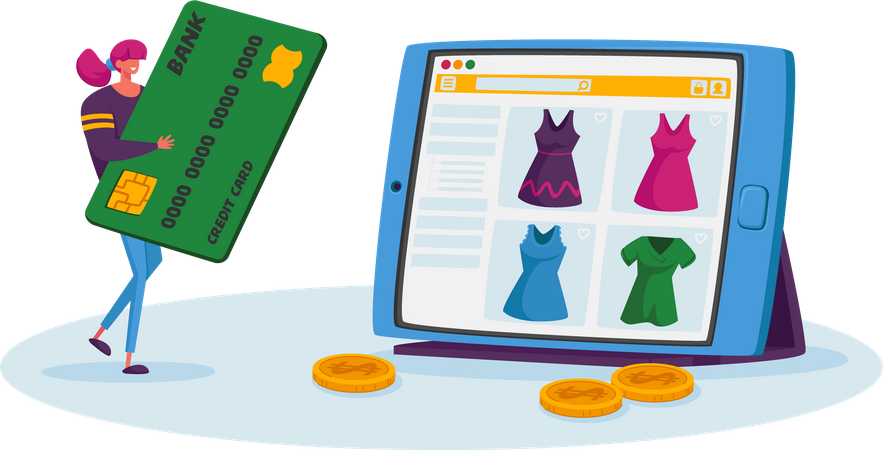Online shopping payment Illustration
