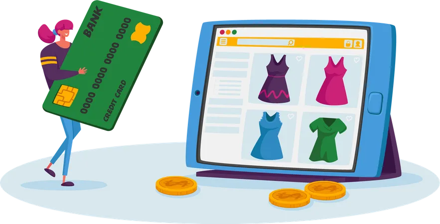 Online shopping payment Illustration