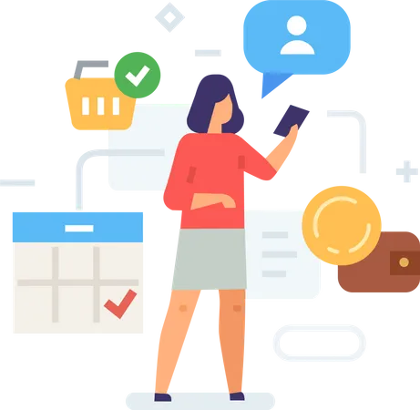 Use Applications Via Smartphone Icon Illustration Smartphones Tablets User Interface Social Media Flat Illustration Icons Infographics Landing Page Site Print Poster 일러스트레이션