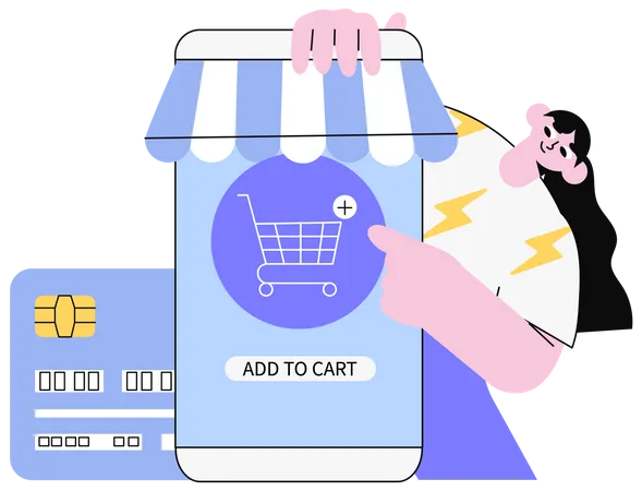 Online Payment Concept Woman Character Doing Purchase Or Buy Online With Credit Or Charge Card With Application On Smartphone Suitable For Web Landing Page Ui Mobile App Banner Template Illustration