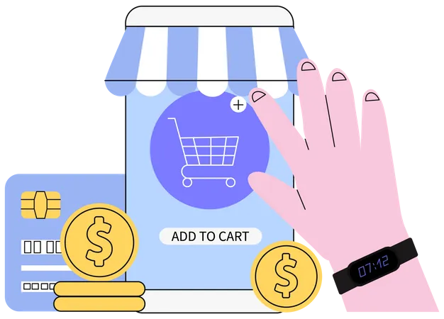 Online Shopping Payment  Illustration