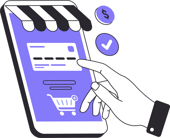 Online shopping payment on mobile phone  Illustration