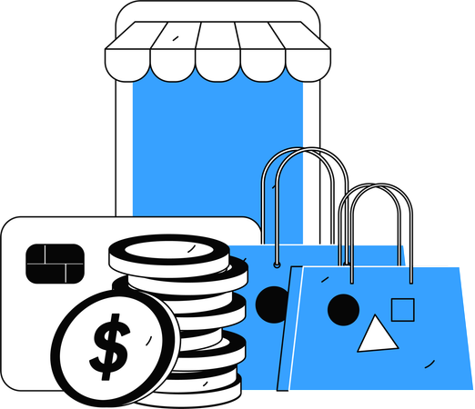 Online shopping payment options  Illustration