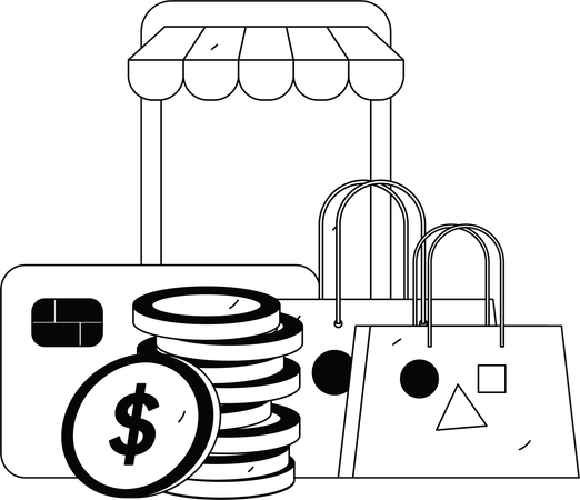 Online shopping payment options  Illustration