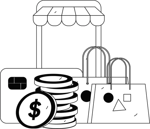 Online shopping payment options  Illustration