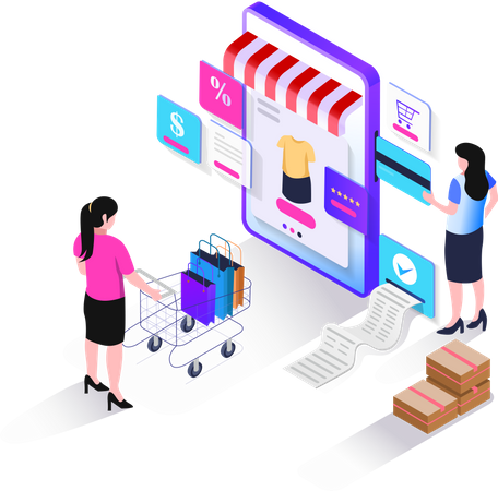 Online shopping payment transaction  Illustration