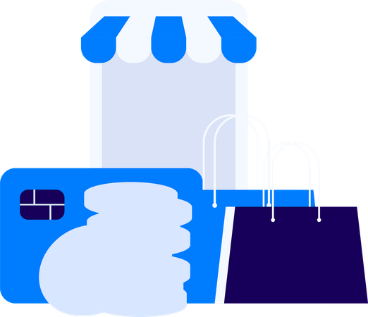 Online shopping payment using credit card  Illustration