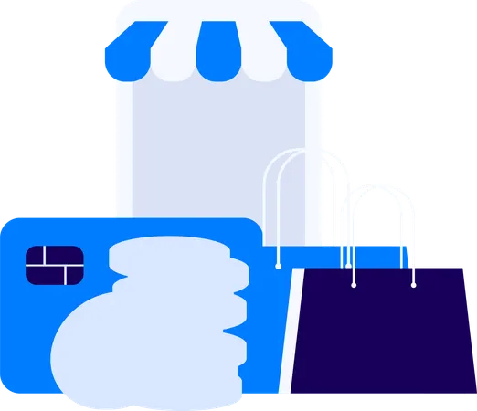 Online shopping payment using credit card  Illustration
