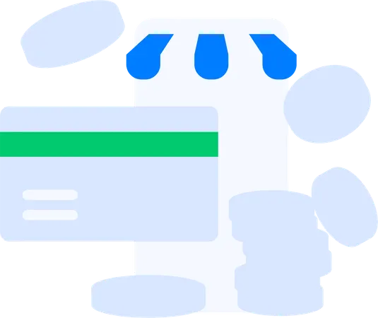 Online shopping payment using credit card  Illustration