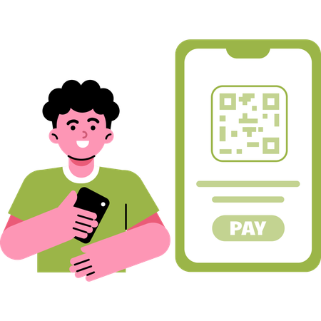 Online Shopping Payment Using QR Code  Illustration