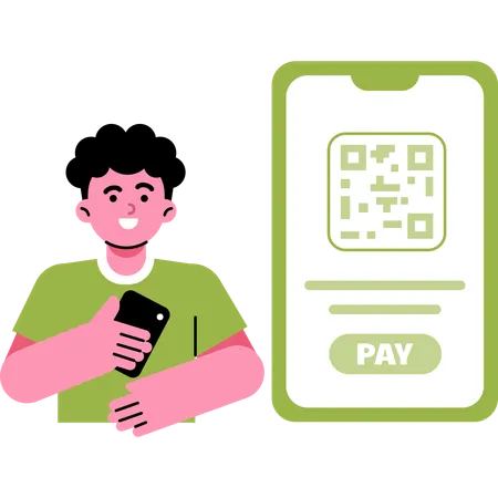 Online Shopping Payment Using QR Code  Illustration