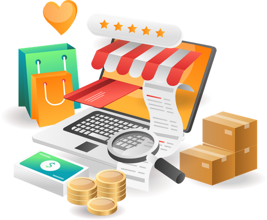 Online shopping payment via card  Illustration