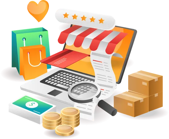 Online shopping payment via card  Illustration