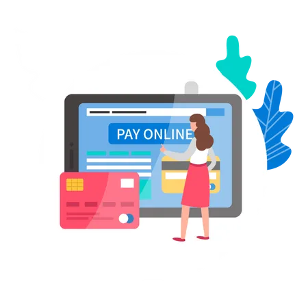 Online shopping payment via card payment  イラスト