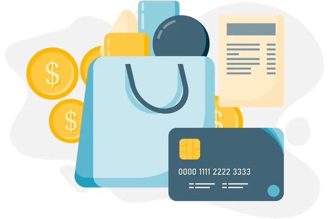 Online Shopping Payments  Illustration