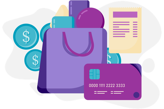 Online shopping payments  Illustration