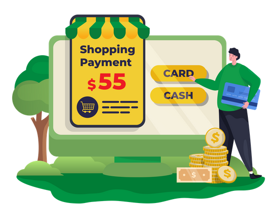 Online shopping payout Illustration
