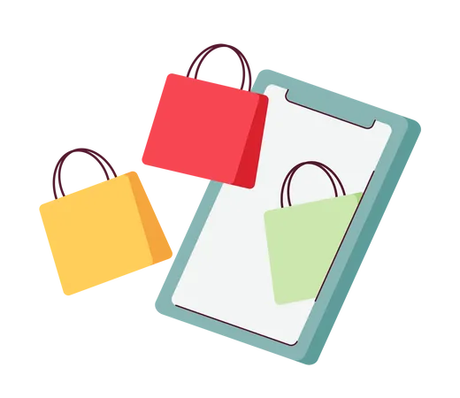 Online shopping platform on mobile phone  일러스트레이션