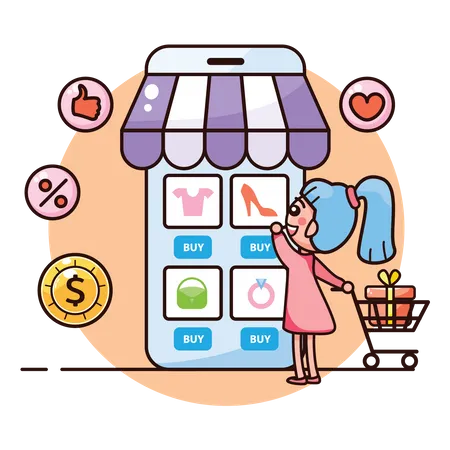 Online-Shopping-Plattform  Illustration