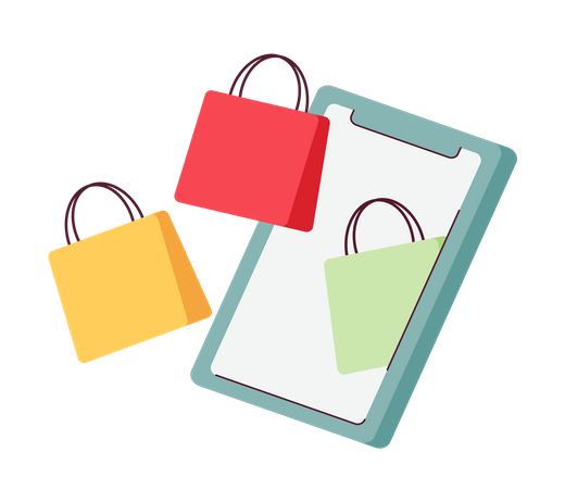 Online-Shopping-Plattform auf dem Handy  Illustration