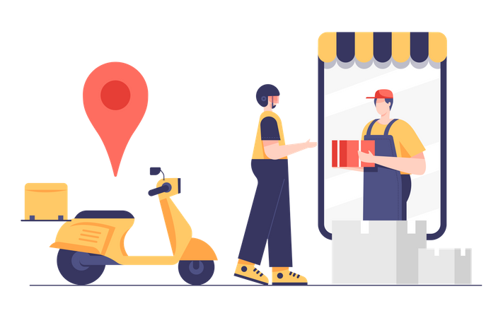 Online Shopping Product delivery  Illustration