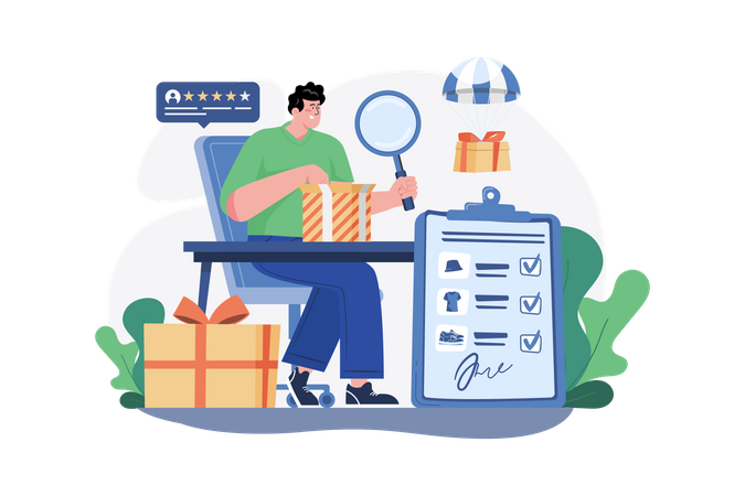 Online Shopping Product Review  Illustration