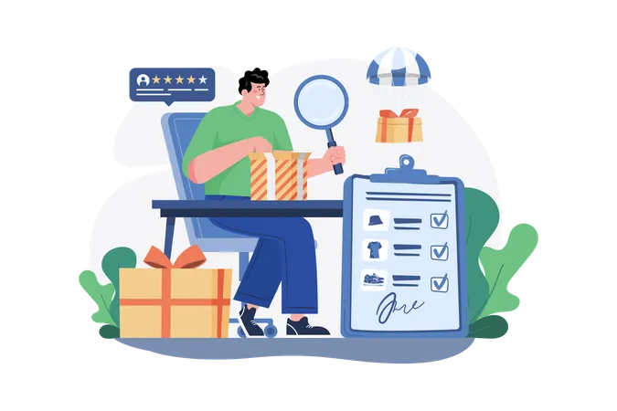 Online Shopping Product Review  Illustration