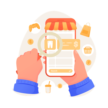 Online shopping product search  Illustration