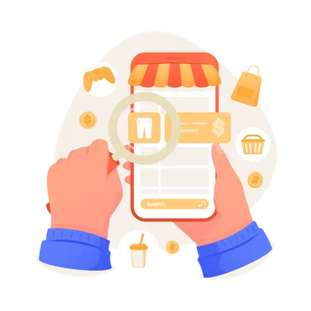 Online shopping product search  Illustration