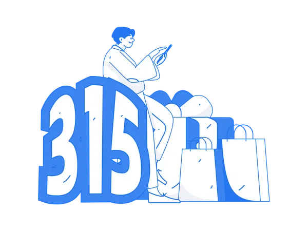 Online shopping protection through 315 code  Illustration